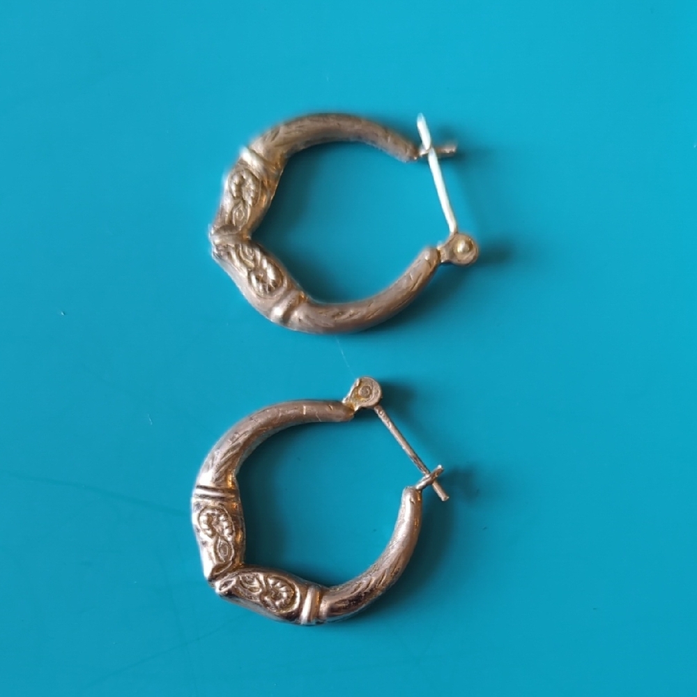 Vintage Sterling Silver Ram Head Earrings - Picture 4 of 6